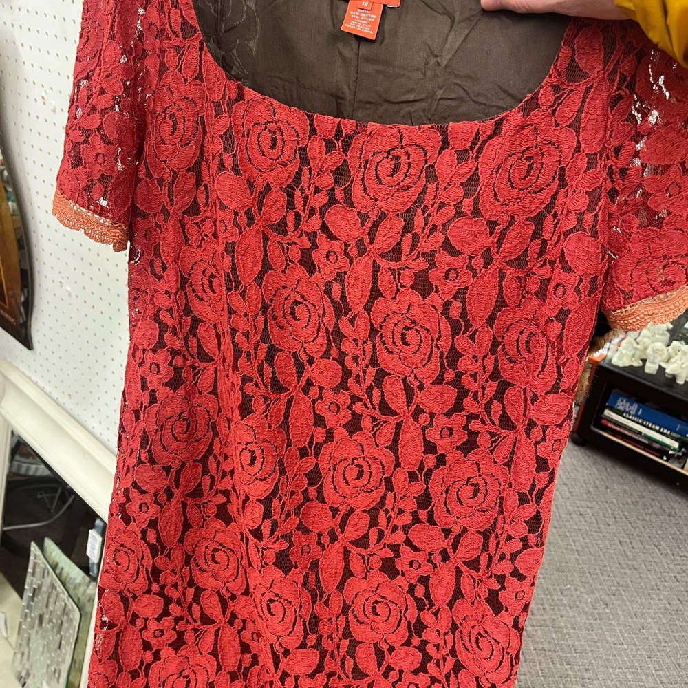 Red Sundance Silk Dress Size 14